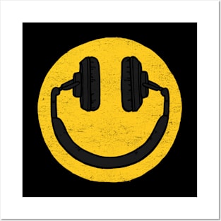 Headphones Smiling Face: Music Makes Me Happy Posters and Art